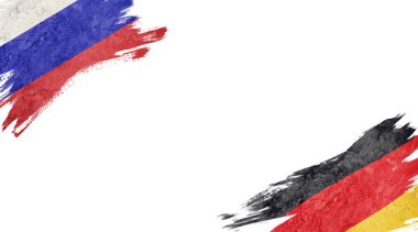 Flags of Russia and German on White Background 